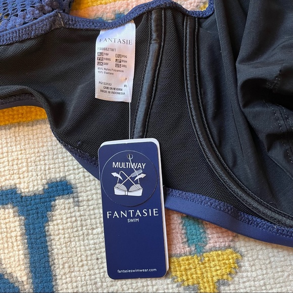 NWT Fantasie Swim Marseille Mesh Bardot Bikini Top twilight Navy Blue 38G - Picture 4 of 10